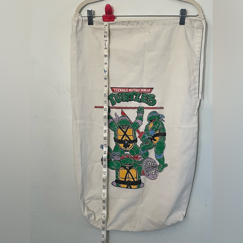 Vintage 1980 TMNT Teenage Mutant Ninja Turtles Canvas Cloth Laundry Utility Bag